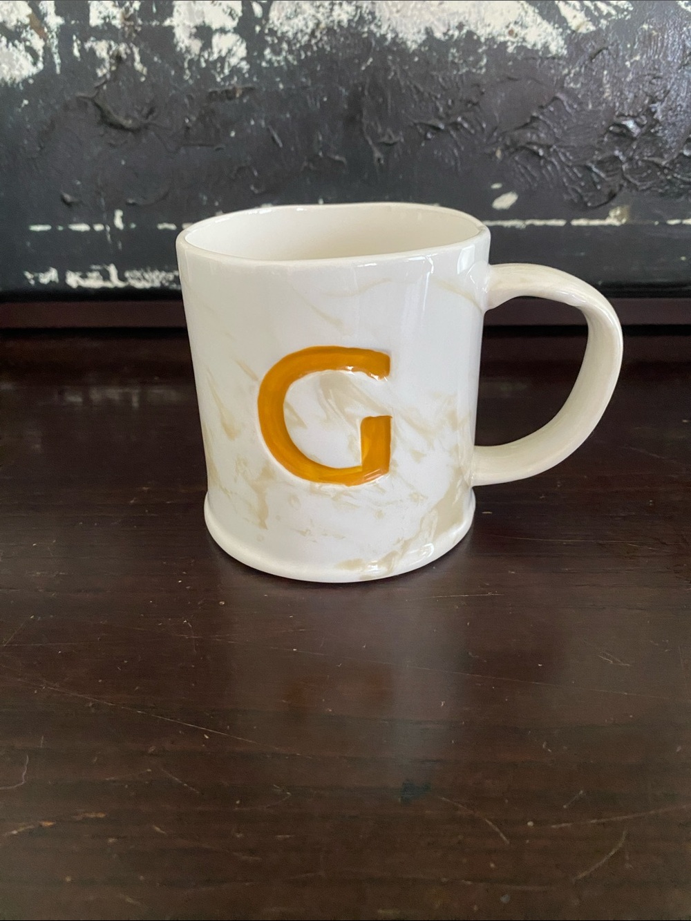 Anthropologie Monogram 'G' White Ceramic Coffee Mug with Gold Letter